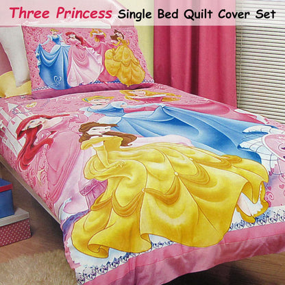 Disney Princess Single Quilt Cover Set featuring Caprice Three Princesses - Ideal for kids rooms