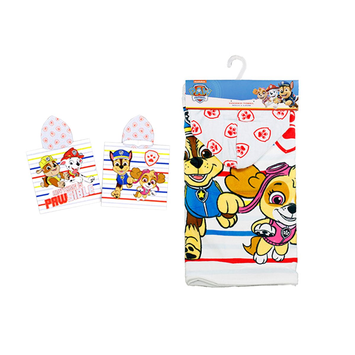 Paw Patrol Kids Hooded Bath Towel | 100% cotton, 60x120cm, ideal for kids bathroom fun.