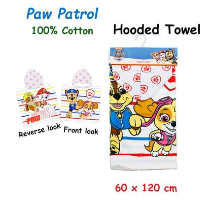 Paw Patrol Kids Hooded Bath Towel | 100% cotton, 60x120cm, featuring popular character design.