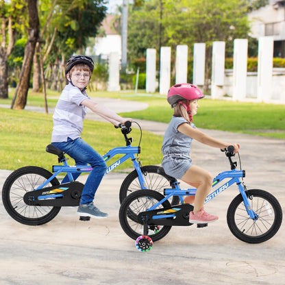 Kids Bike | Navy 16" Carbon Steel LED Lighted Bicycle Adjustable
