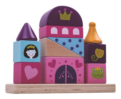 Colorful castle block tower for imaginative play, perfect for kids creative exploration at home.