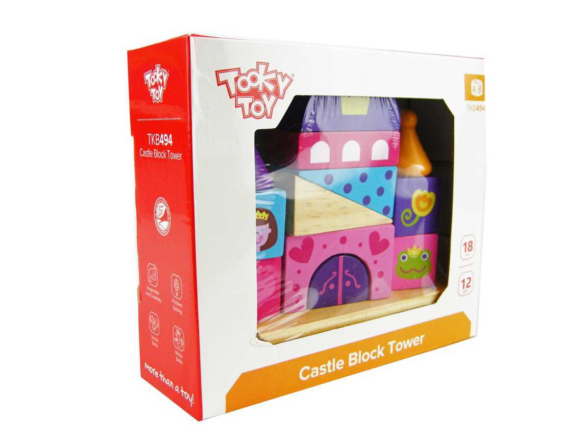 Colorful Castle Block Tower toy for imaginative play, perfect for kids creative development.