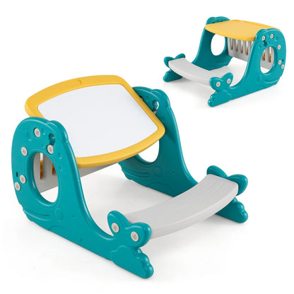 Kids Activity Table with Bench & Easel | 4-in-1 Yellow Set