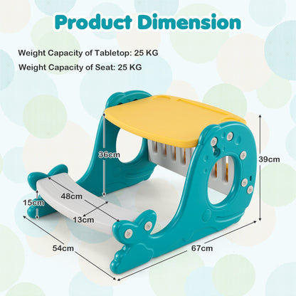Kids Activity Table with Bench & Easel | 4-in-1 Yellow Set