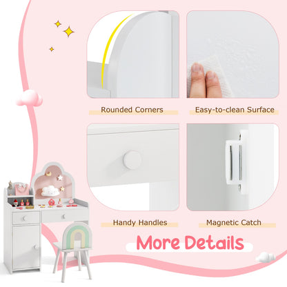 2 In 1 Kids Vanity Set With Mirror | Detachable Top White