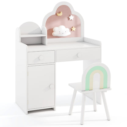 2 In 1 Kids Vanity Set With Mirror | Detachable Top White
