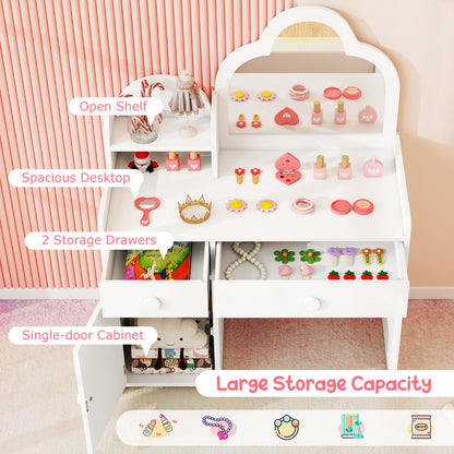 2 In 1 Kids Vanity Set With Mirror | Detachable Top White