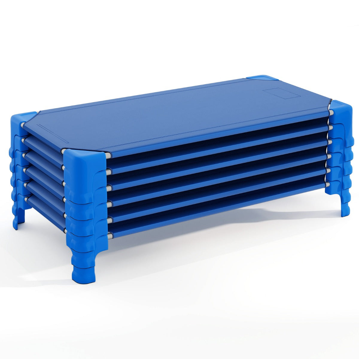 Stackable Cotts Stackable Children's Cots | Blue Oxford Fabric 6-Pack | Space-Saving