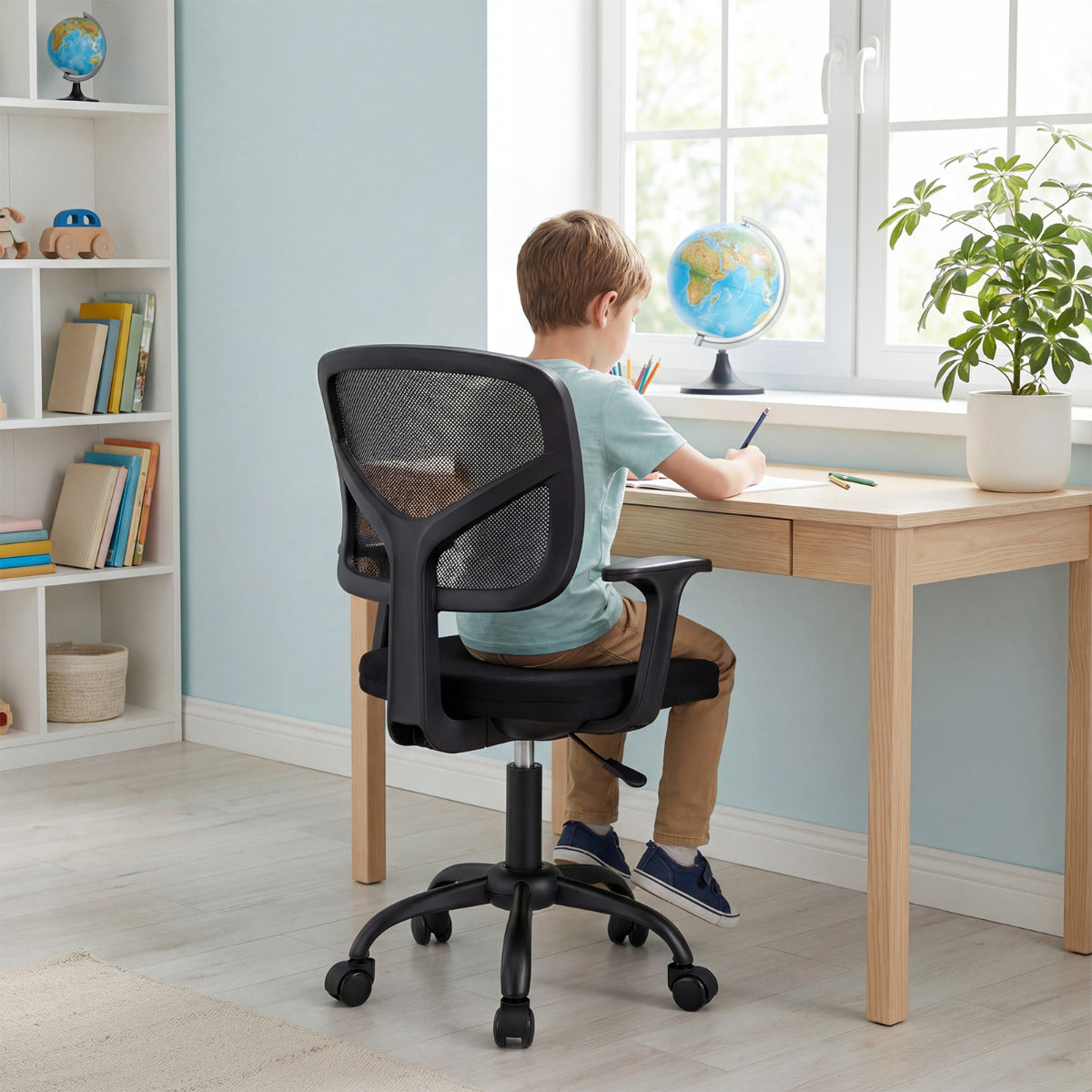 Kids Adjustable Height Computer Chair | Black Mesh Ergonomic