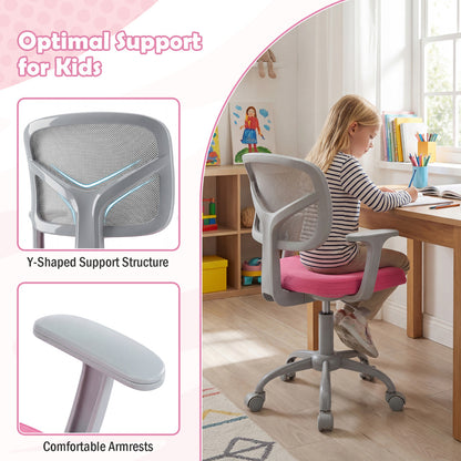 Pink Kids Adjustable Height Desk Chair | Ergonomic Swivel
