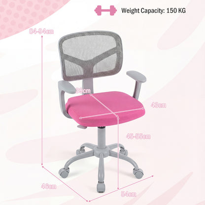 Pink Kids Adjustable Height Desk Chair | Ergonomic Swivel