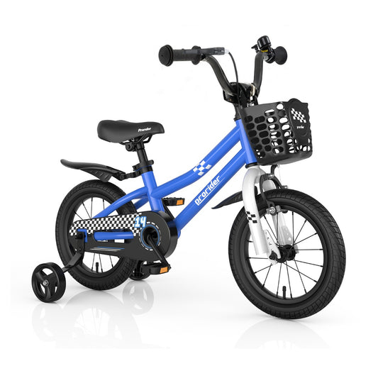 Costway Children Training Bicycle with Handbrake and Coaster Brake-36cm-Blue