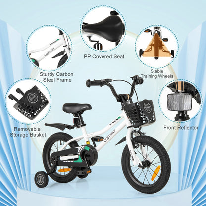 Children Training Bicycle | Cream White 14" Dual Brake Adjustable