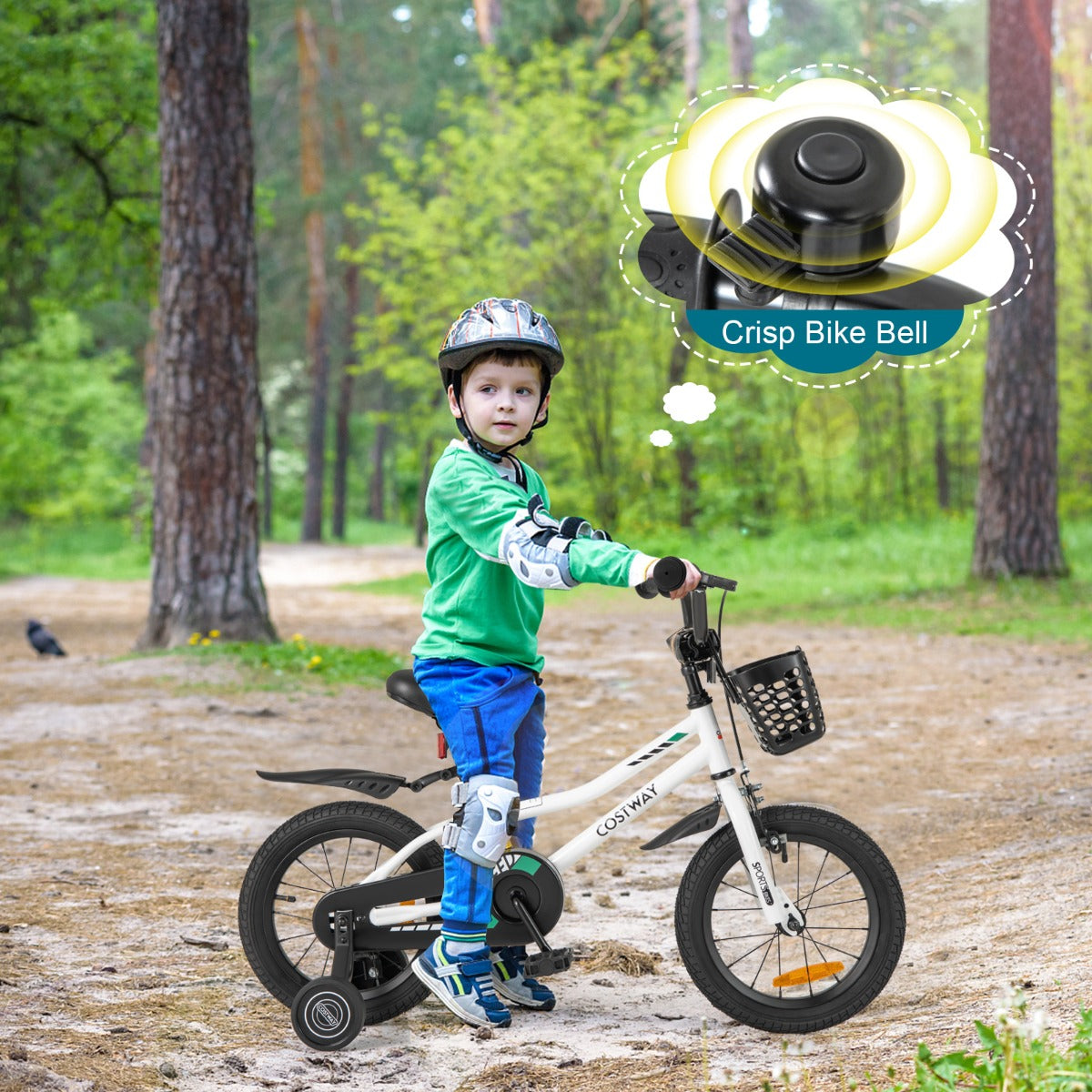Children Training Bicycle | Cream White 14" Dual Brake Adjustable
