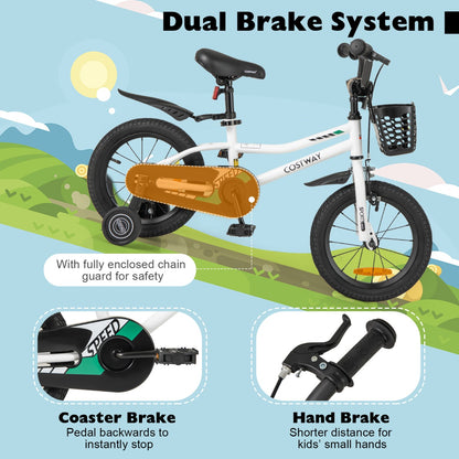 Children Training Bicycle | Cream White 14" Dual Brake Adjustable