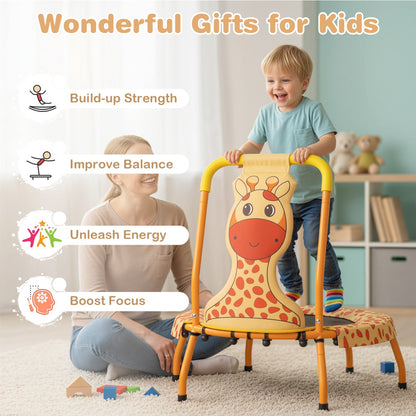 Orange Kids Trampoline | Foam Handle 71cm Bounce Mat 3-6 Years