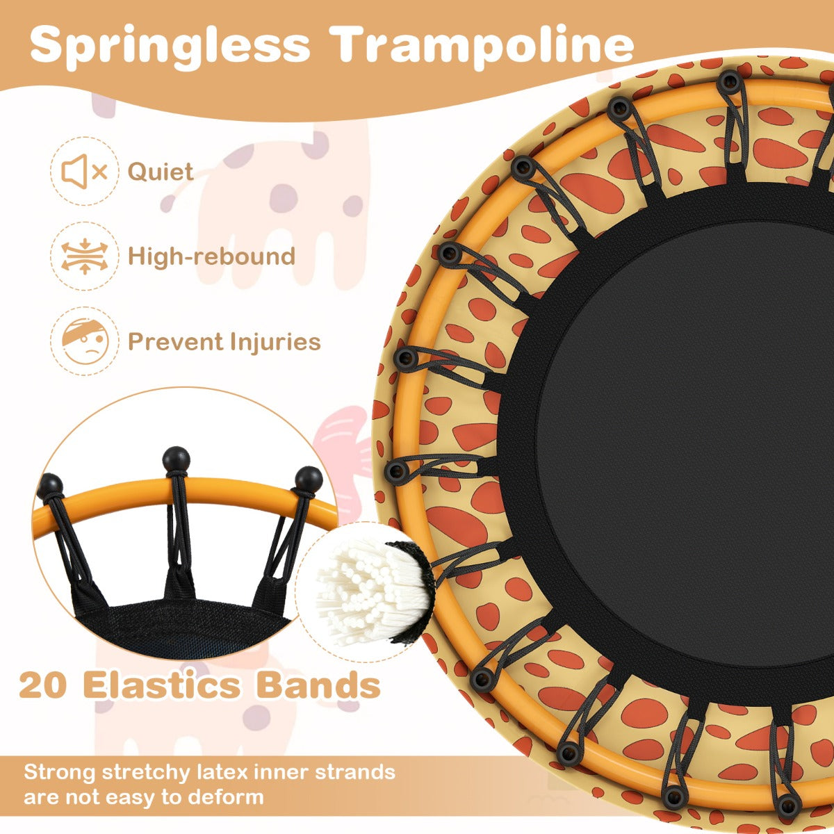 Orange Kids Trampoline | Foam Handle 71cm Bounce Mat 3-6 Years