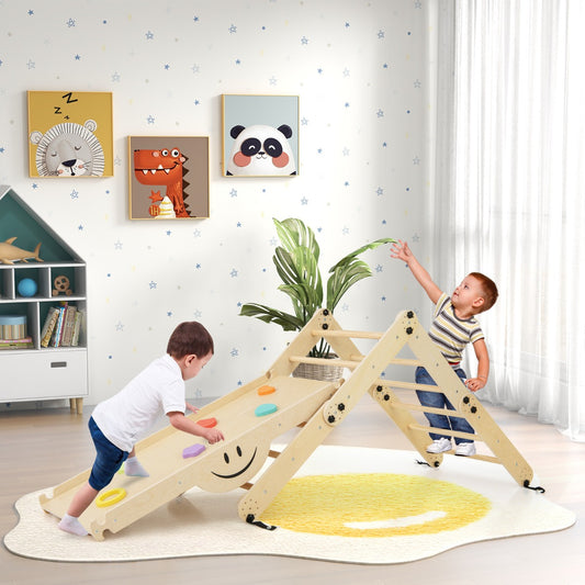 Climbing Triangle | Adjustable Wooden Gym with Colorful Ramp