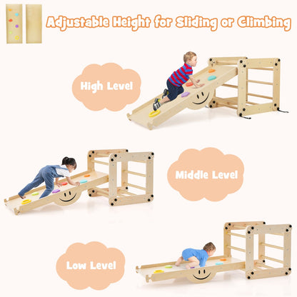 Climbing Triangle | Adjustable Wooden Gym with Colorful Ramp