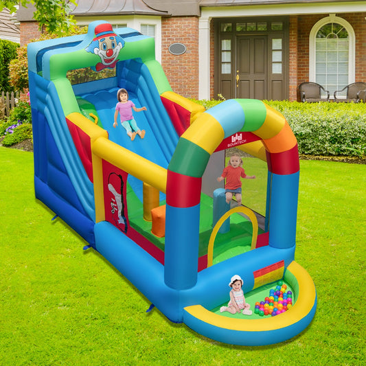Clownland Bouncy Castle with Climbing Surface and Long Slide(With 680W Blowerï¼