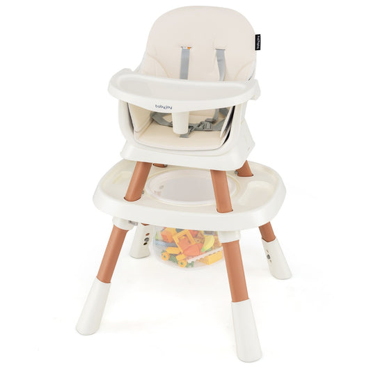 15-in-1 Convertible Baby High Chair with Removable Tray and 5-Point Harness-White
