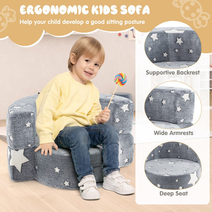 Grey Kids Sofa | Convertible Chair with Washable Cover