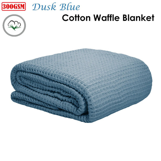 Soft cotton kids waffle blanket in dusk blue, single size - cozy comfort for children.