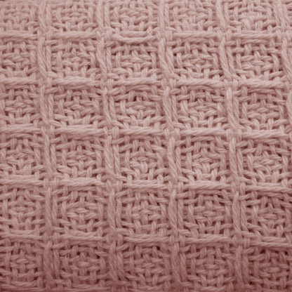 Dusty pink waffle blanket, soft cotton, cozy for kids single size bed.