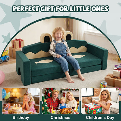 17 Piece Crocodile Green Modular Foam Couch | Kids Play Set