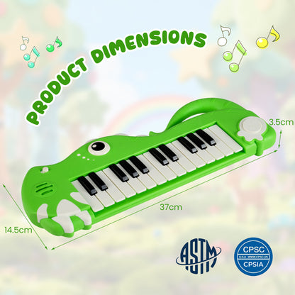 Dinosaur Shape Digital Piano | 25 Keys Built In Music Light Green