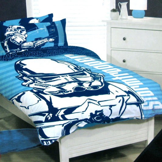 Star Wars Storm Trooper Quilt Cover Set, Disney licensed, ideal for kids galaxy-themed bedrooms.