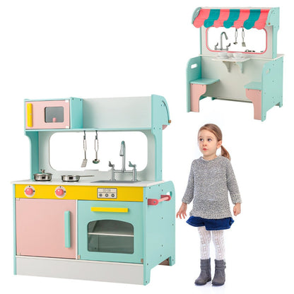 Kids kitchen playset with dual kitchen/diner design for interactive culinary play at home