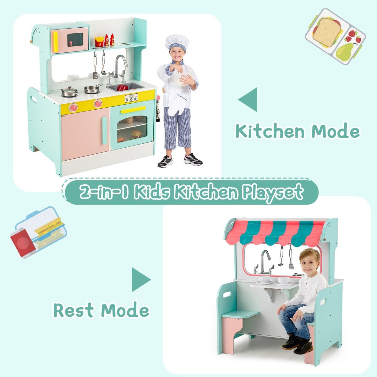 Kids interactive kitchen and diner playset for imaginative culinary fun at home.