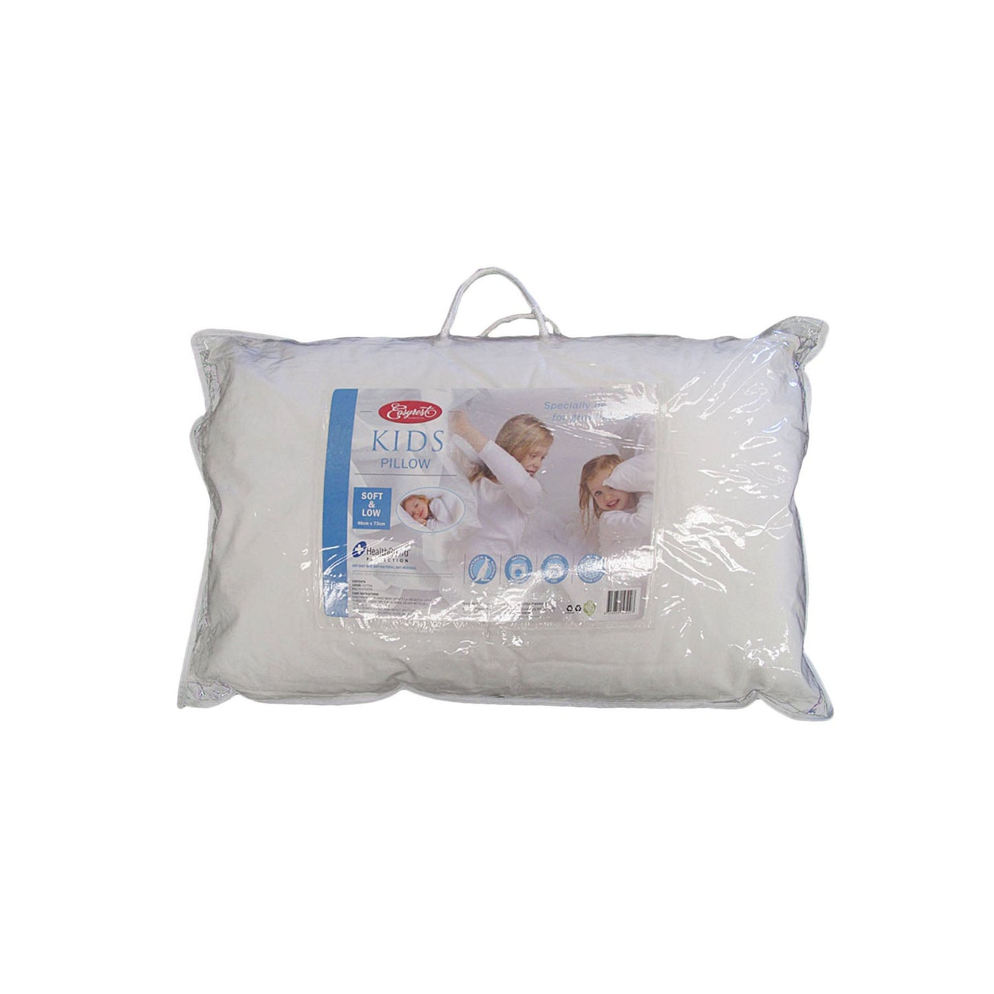 Kids low profile pillow with soft cotton for a comfortable and allergy-friendly sleep.