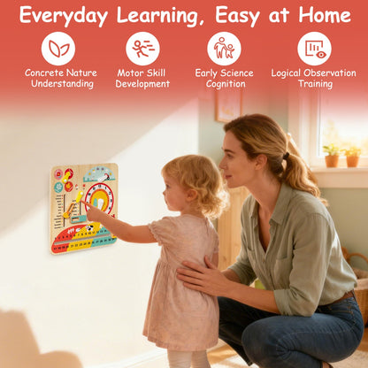 Multi-Color Beech Wood Clock | Seasons Weather Learning Toy