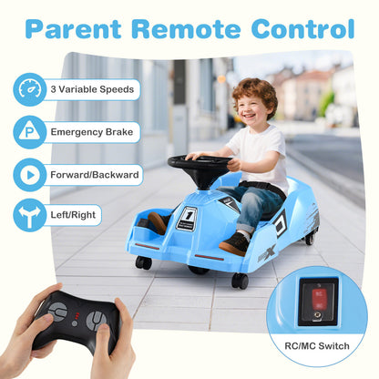 12V Blue Electric Go Kart | Remote Control | Music | Ages 2-5