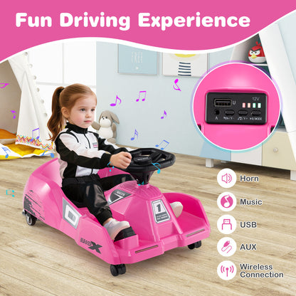 Pink Electric Go Kart 12V | Remote Control Ride On with Music