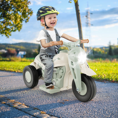 Electric Kid Ride on Motorcycle with Bubble Maker and Music Button-Beige