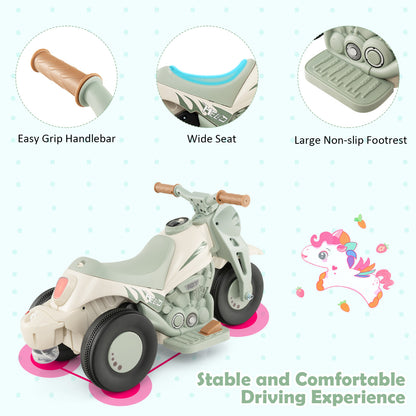 Kids Beige Electric Ride On Motorcycle | Bubble Maker & Music