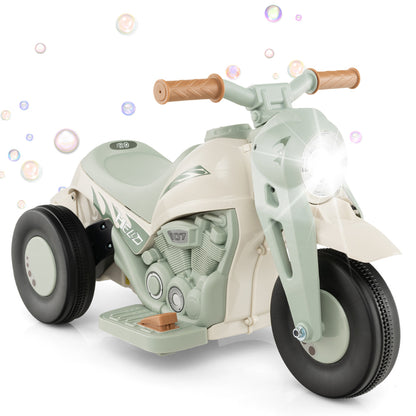 Kids Beige Electric Ride On Motorcycle | Bubble Maker & Music
