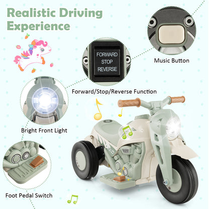 Kids Beige Electric Ride On Motorcycle | Bubble Maker & Music