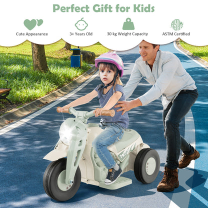 Kids Beige Electric Ride On Motorcycle | Bubble Maker & Music