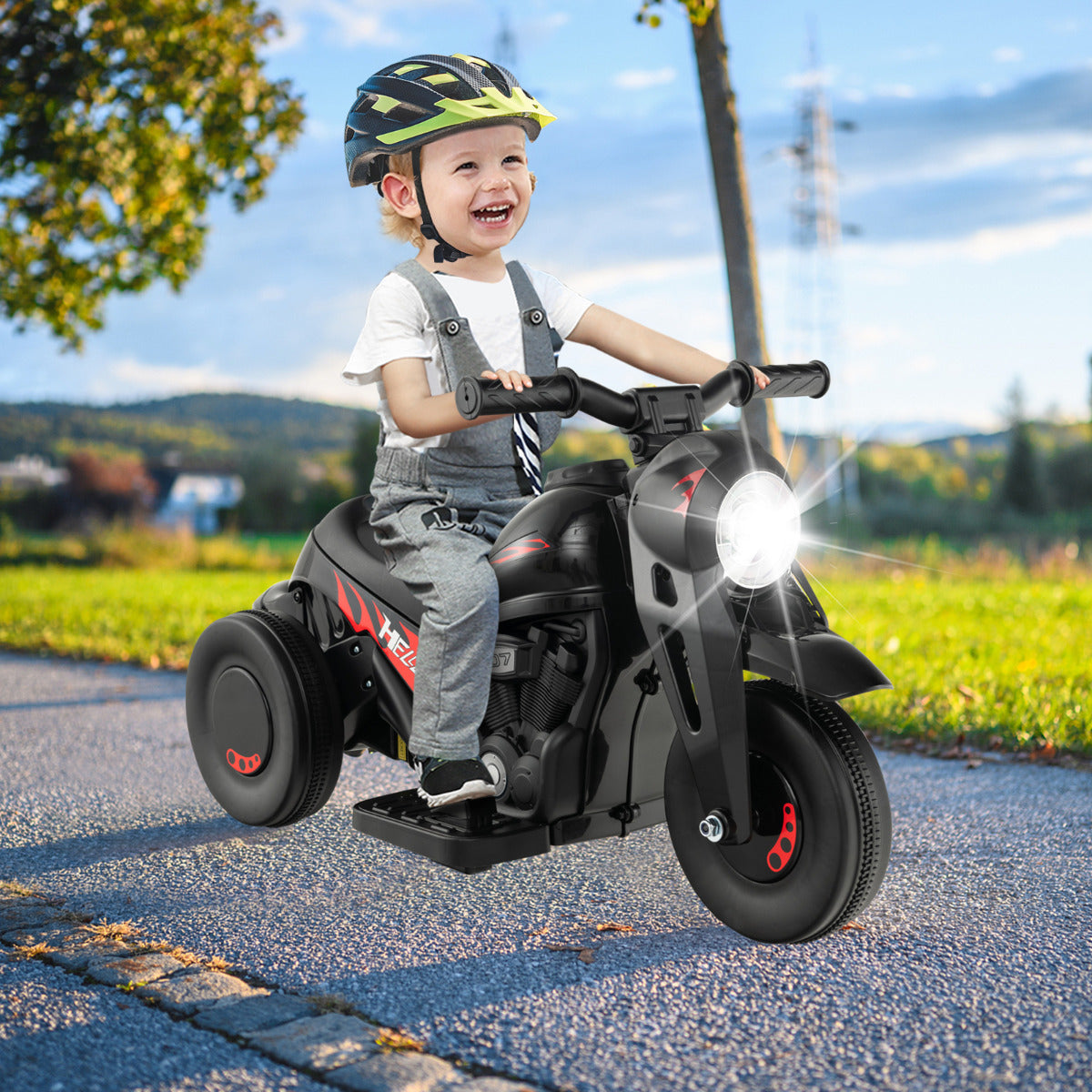 Costway Electric Kid Ride on Motorcycle with Bubble Maker and Music Button-Black