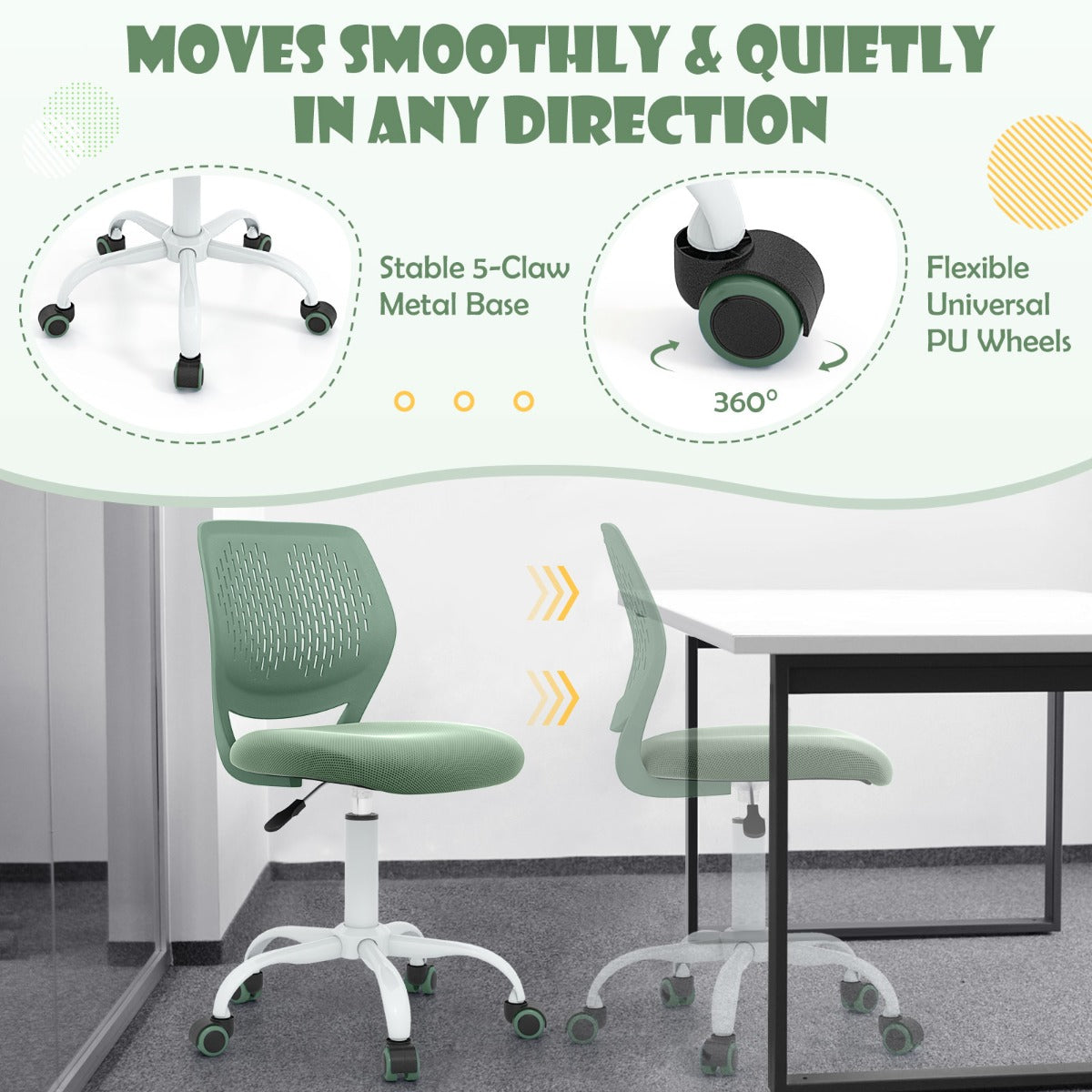 Ergonomic Children Study Chair | Adjustable Height Mesh Green