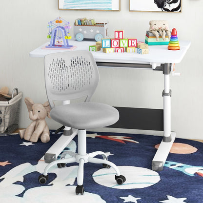 Costway Ergonomic Children Study Chair with Adjustable Height for Boys Girls Teens-Grey