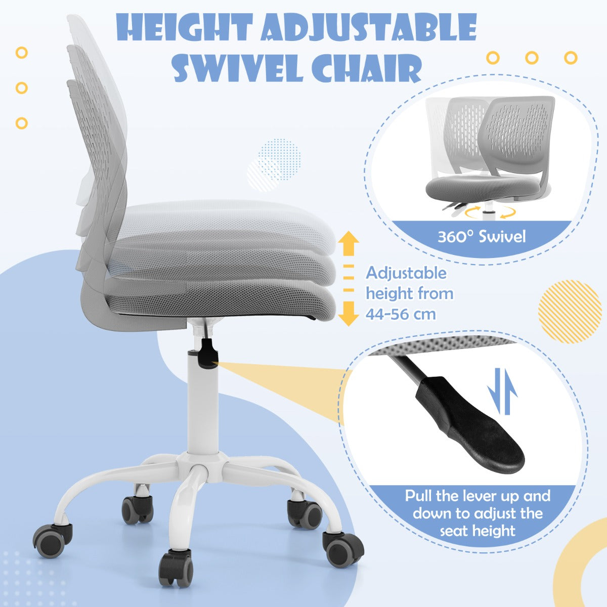 Ergonomic Kids Chair | Adjustable Grey Mesh Seat for Comfort