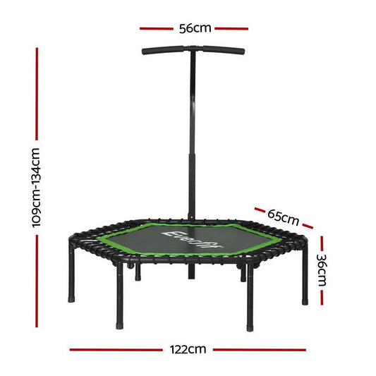 Everfit 48 Hexagon Trampoline with Adjustable Handrail in Green for Kids Exercise at Home