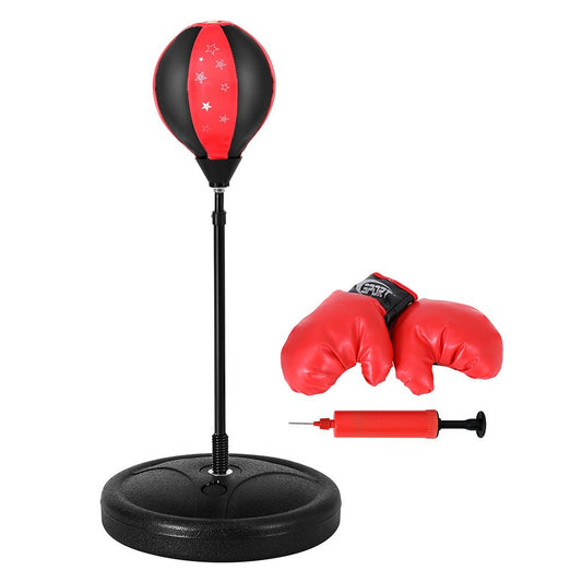 Everfit boxing bag stand set with adjustable height, gloves, pump for kids home fitness.