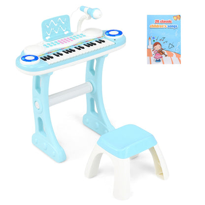 Costway  Toddler Electronic Piano with Music Score and Music Stand-Blue
