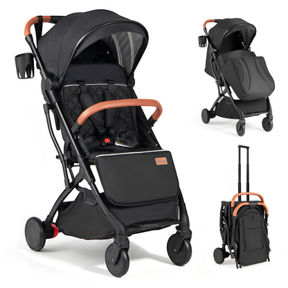 Black Lightweight Baby Stroller | Adjustable Backrest & Footmuff